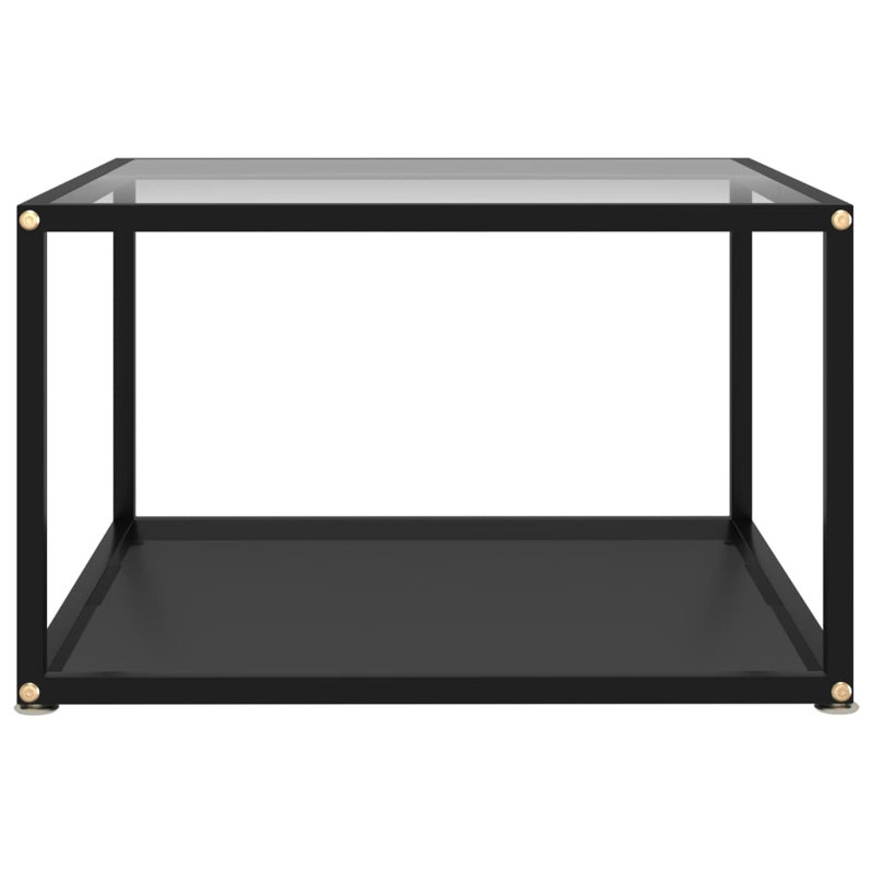 Barnali Frame Coffee Table with Storage, 35cm H x 60cm W x 60cm D, Transparent/Black