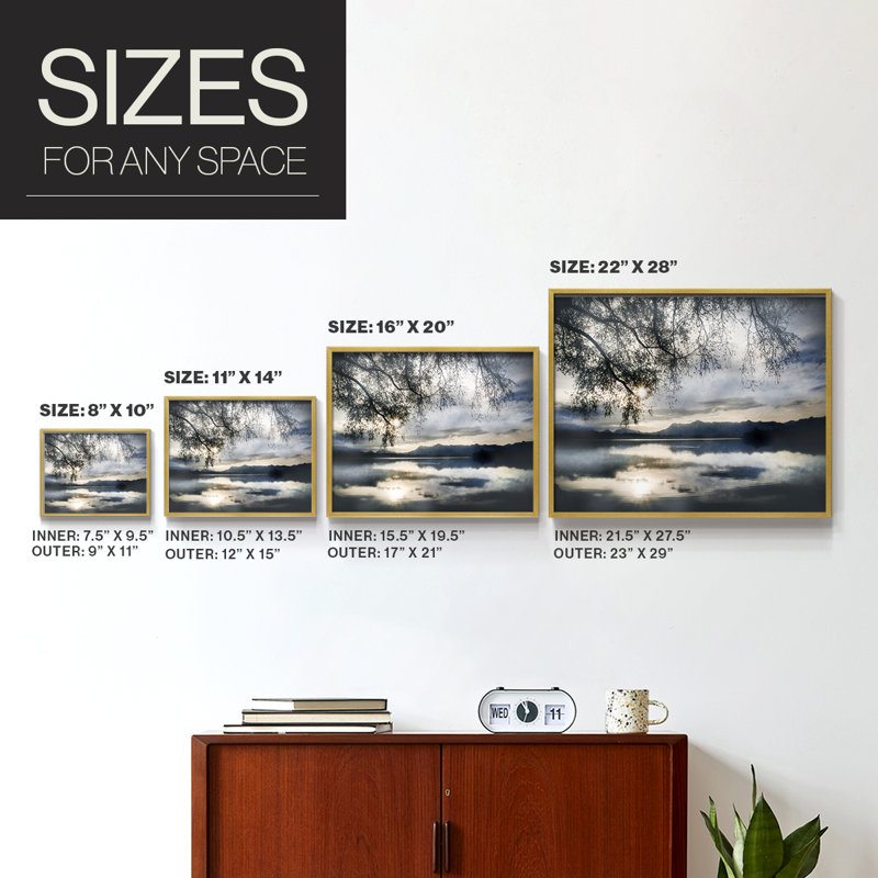 Staffelsee Lake -Framed Print - Restickable, 11" H x 14" W, Gold