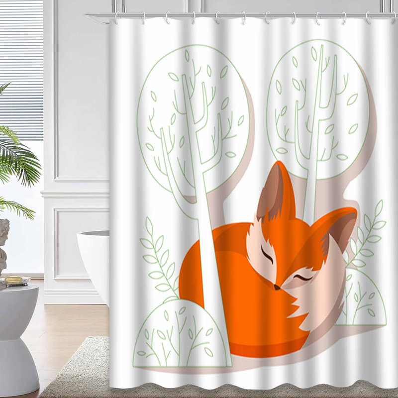 Rideau de douche avec 12 crochets Sleeping Fox Trees, L 72 po x l 84 po