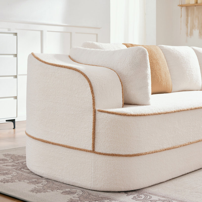 Teddy Fabric Sofa with soft cushion, White Teddy