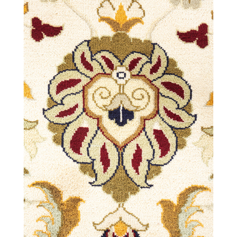One-of-a-Kind Hayner Hand-Knotted 1990s 12' x 15'5" Wool Area Rug in Ivory/Red/Green/Blue