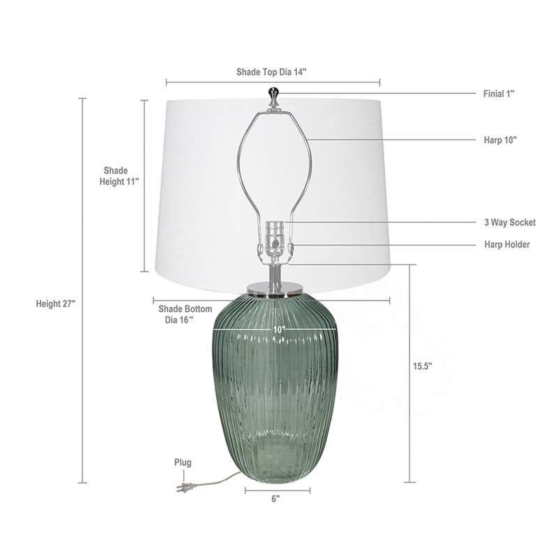 Lampe de table en verre D16x27 "