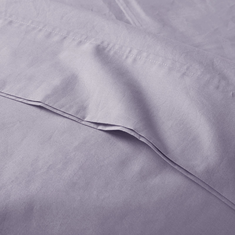 Peached Percale 200 Thread Count Relaxed Cotton Percale Sheet Set, Queen, Purple