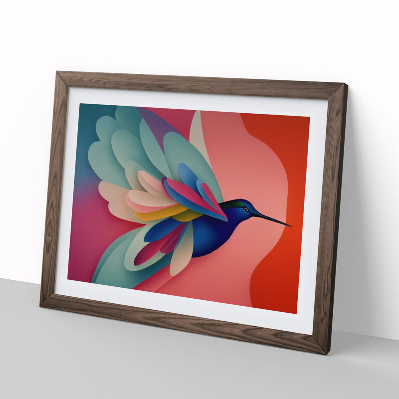 Special Abstract Hummingbird - Framed Print, 46cm H x 64cm W x 2cm D, Walnut
