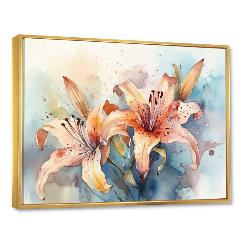 Orange Lily Symphony I " Orange Lily Symphony I ", Gold Floater Framed, 34" H x 44" W x 1.5" D