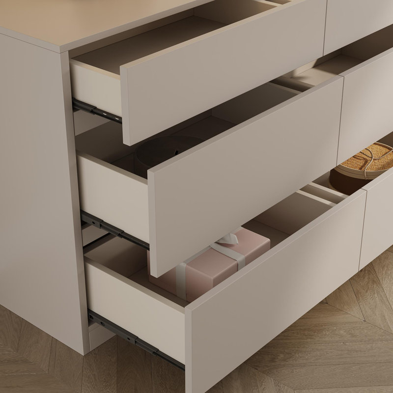 Vetalize Modern Home Office Expandable Dresser Desk Combo with Storage Drawers