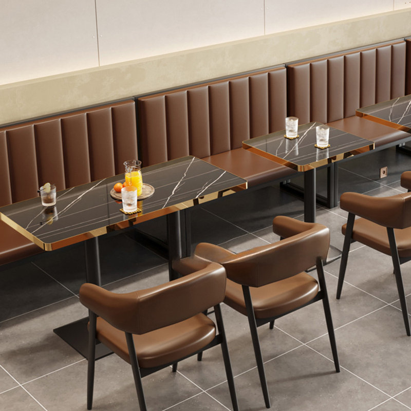 Banc rembourré en similicuir Modern, Brun
