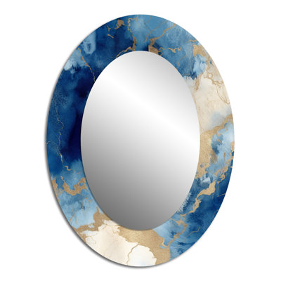 Miroir mural bleu et doré