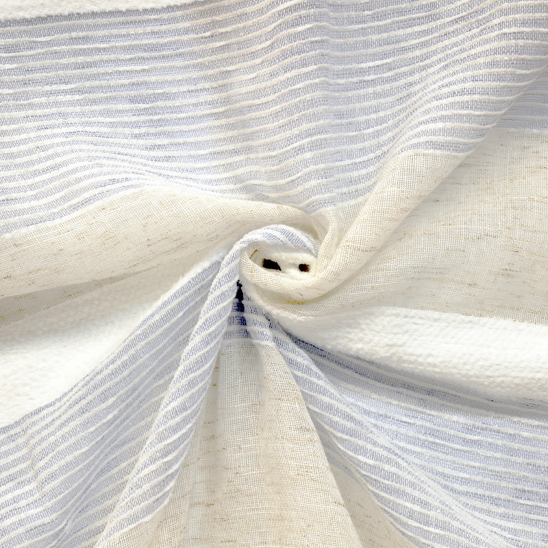 Nathan Stripe Sheer Dual Header Curtain Panel 52 x 84 in Blue, 52" W x 84" L