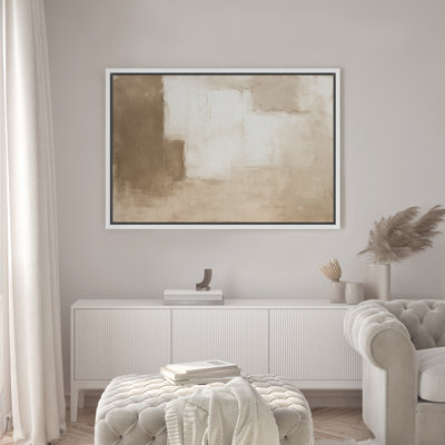 "Neutral Color Block", art mural abstrait sur toile beige et blanc minimaliste pour un décor de salon ou de bureau moderne