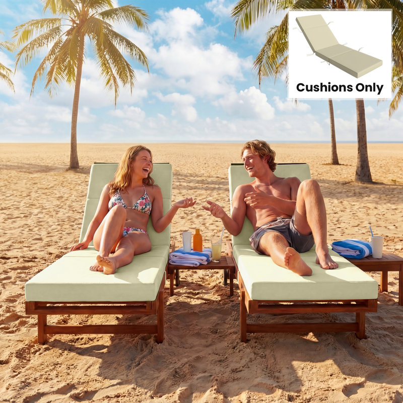 Chaise Lounge Cushion, 4" Thick Outdoor Lounge Chair Cushions with Non-Slip Ties, Waterproof and Fade Resistant Lounger Replacement for Patio, 26" x 80 ", Cream White