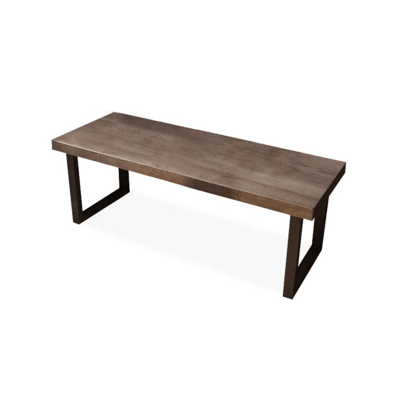 Brun noyer + bois massif rectangulaire noir + bureaux en fer, H 29,53 po x l 70,87 po x P 31,5 po