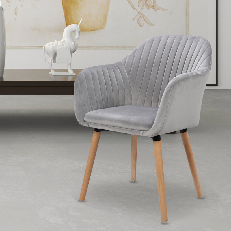 Mirakel 47cm H Velvet Upholstered Armchair, Grey