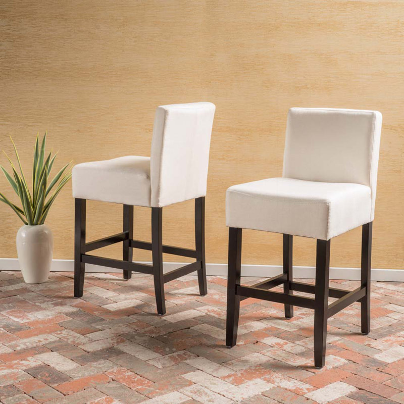 Tabouret de bar en tissu avec structure en bois massif, Beige