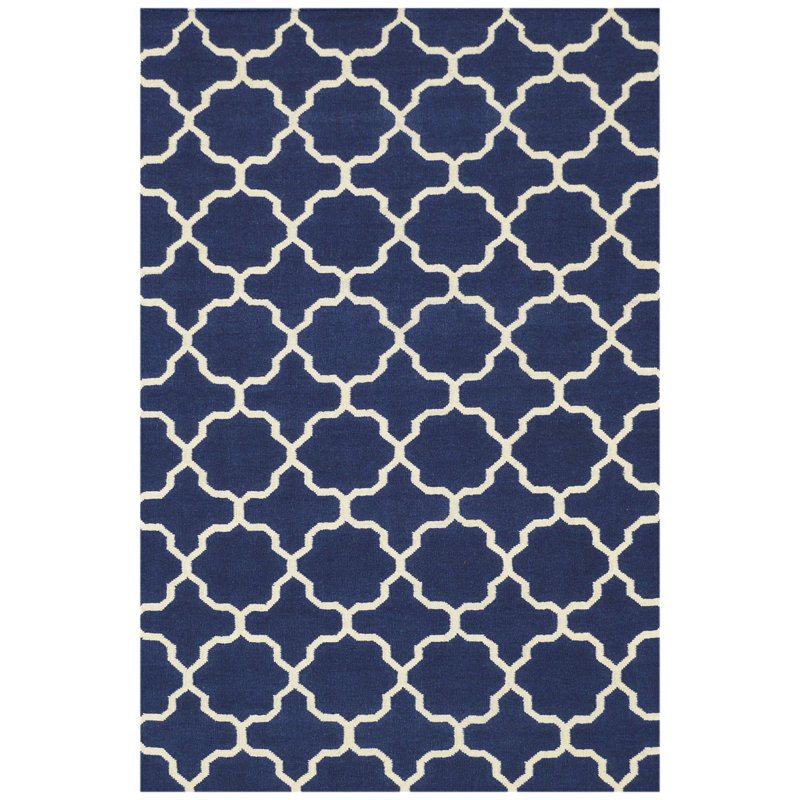 Geometric Wool Hand Woven Area Rug, Rectangle 60 x 90cm