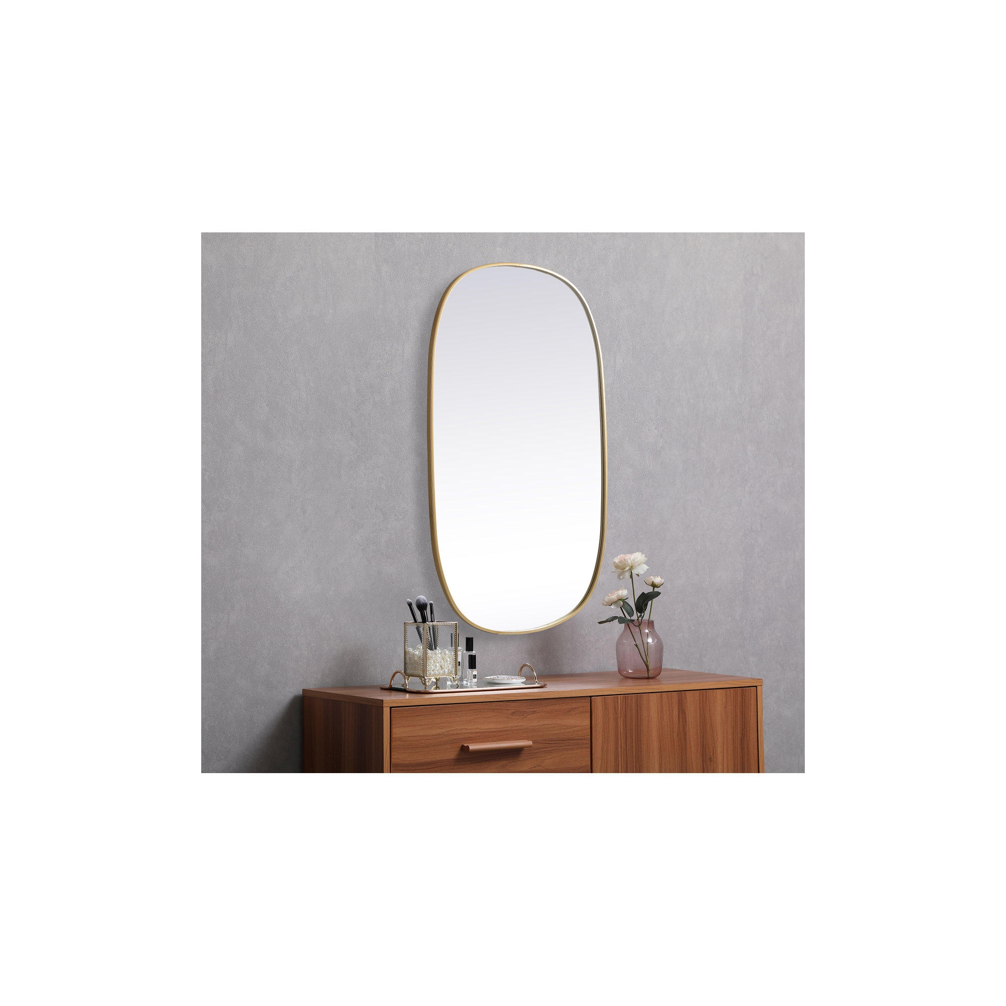 Bertin Metal Oval Wall Mirror, Brass, 48"  x 30" 
