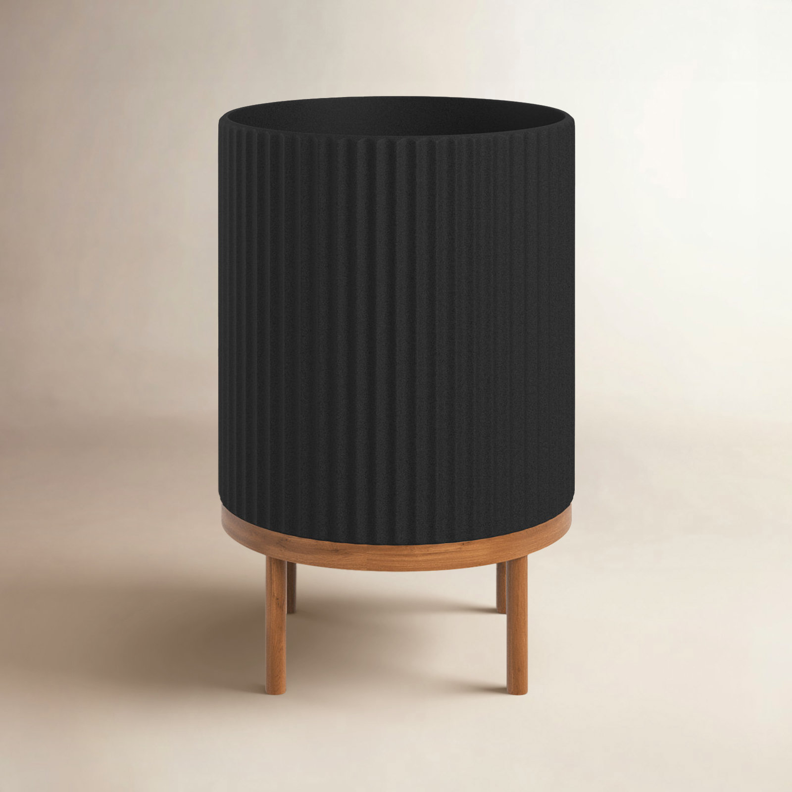 Demi Series Planter with Stand, 1, Black/Brown, 22" H x 14.75" W x 14.75" D