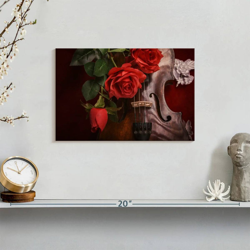Roses et violon, H 8 po x l 12 po