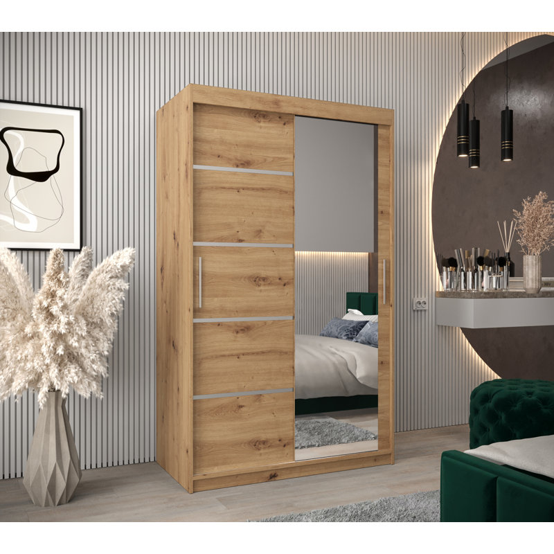 Logun 2 Door Manufactured Wood Wardrobe, Oak Artisan, 200cm H x 120cm W x 62cm D