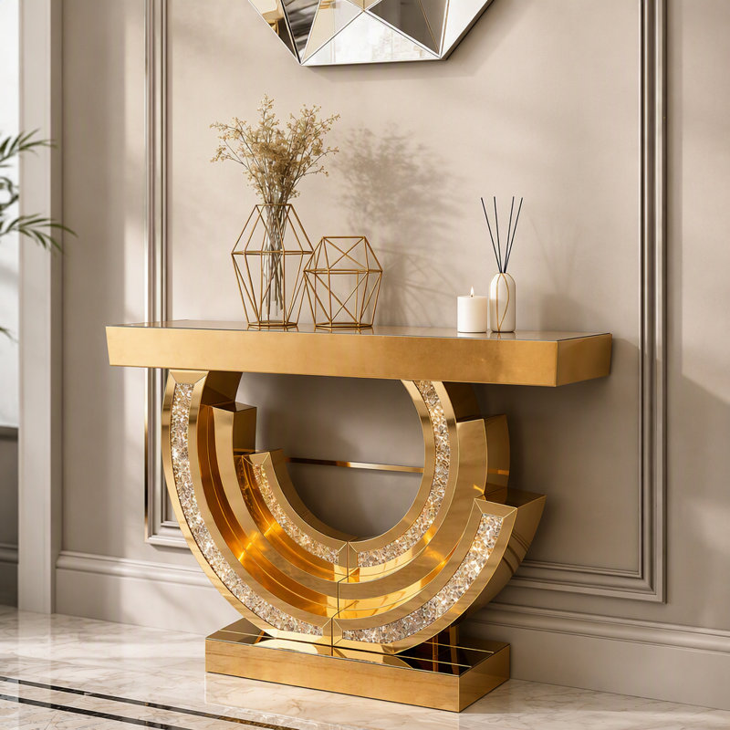 Console miroir, table d'entrée, Brown, Brown, Brun