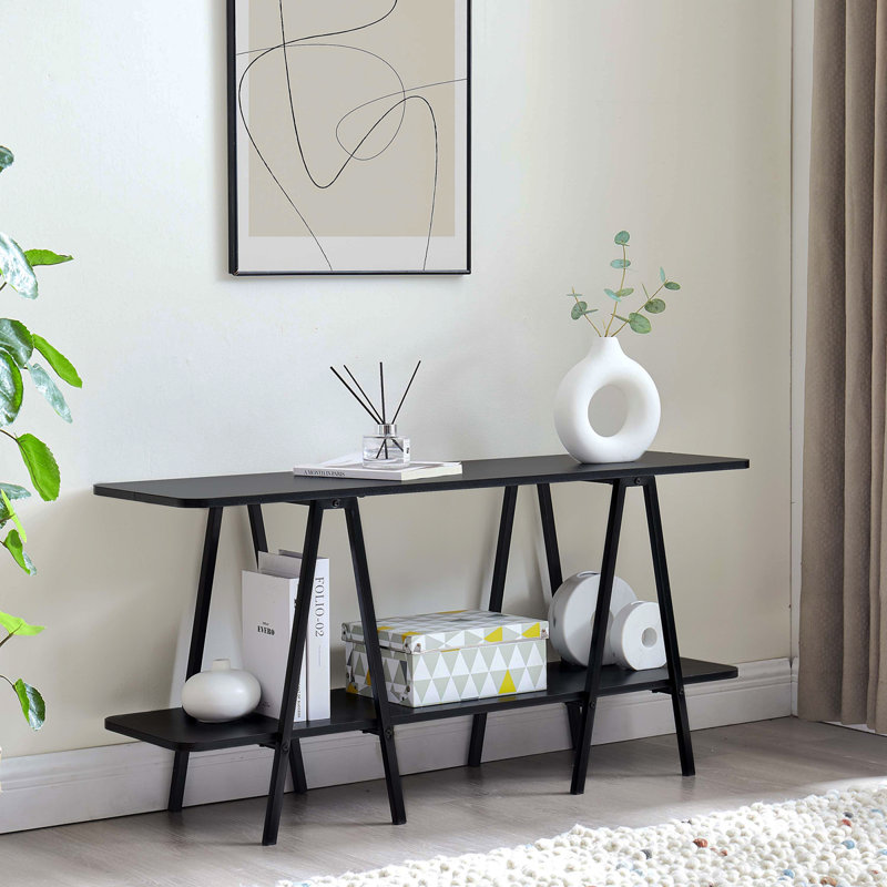 Buffet moderne avec 2 tablettes noires 47,24 "Modern, Noir