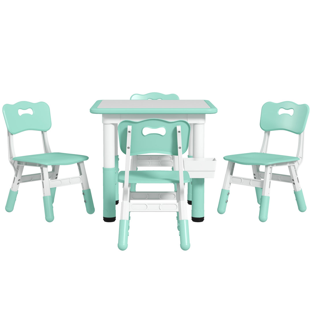 Harriet Bee 5 Pieces Kids Table And Chair Set, Height Adjustable Toddler Table And Chair Set, Activity Table And Chair Set With Storage, For Playroom, Nursery, Classroom Harriet Bee 