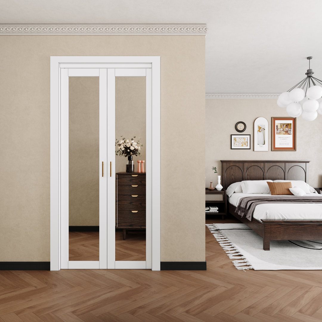 1 Lite Mirrored French-Pivot Door With Hardware (Include Handles) Home Worthy 