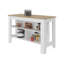 Îlot de cuisine Yoder avec tablettes de rangement ouvertes pour l'organisation de la maison, chêne blanc et naturel