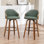 Ensemble de 2 tabourets de bar pivotants avec revêtement en polyuréthane et pieds en bois Mahtab