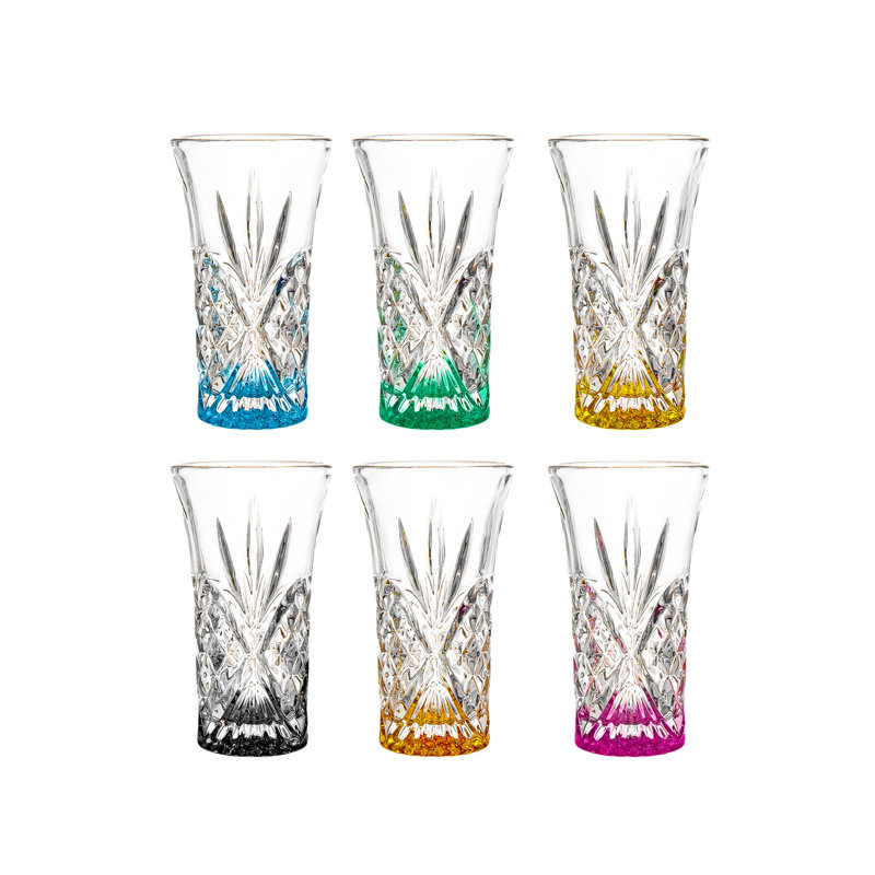 Dublin Crystal Rainbow Round Shot Glass Set, 2oz, Glossy Finish