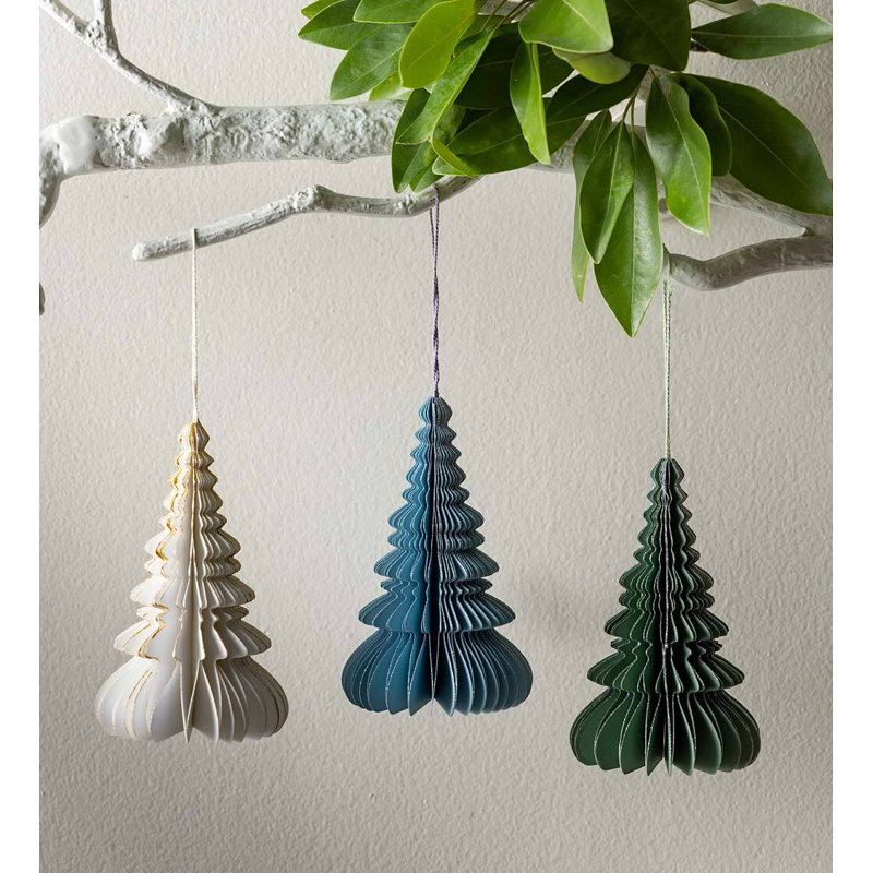 6.25'' Handmade Paper Plants & Flowers Holiday Shaped Ornament, Blue