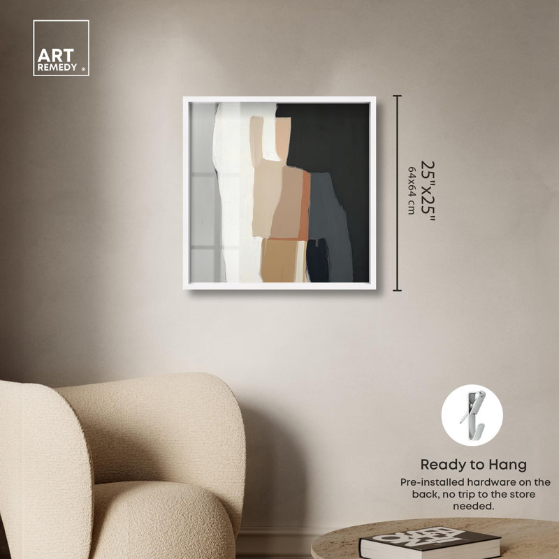 Art mural Boho, "Passageway III Shadowbox" par Art Remedy, cadre blanc, 25 x 25, H 25 po x l 25 po, Cadre blanc