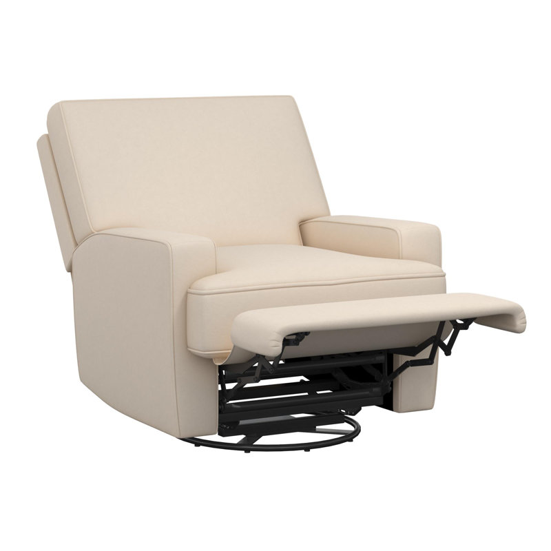 Fauteuil oscillant, inclinable et pivotant rembourré Abingdon, Velours beige
