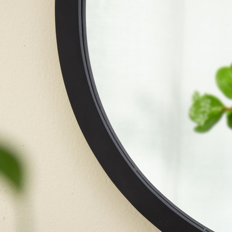 Miroir mural circulaire avec cadre en bois, Noir