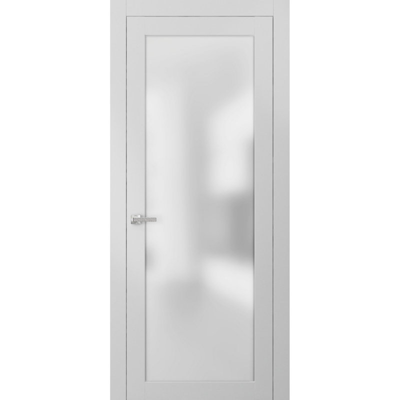 Porte standard en verre givré Planum, 32 po x 80 po, Satin blanc