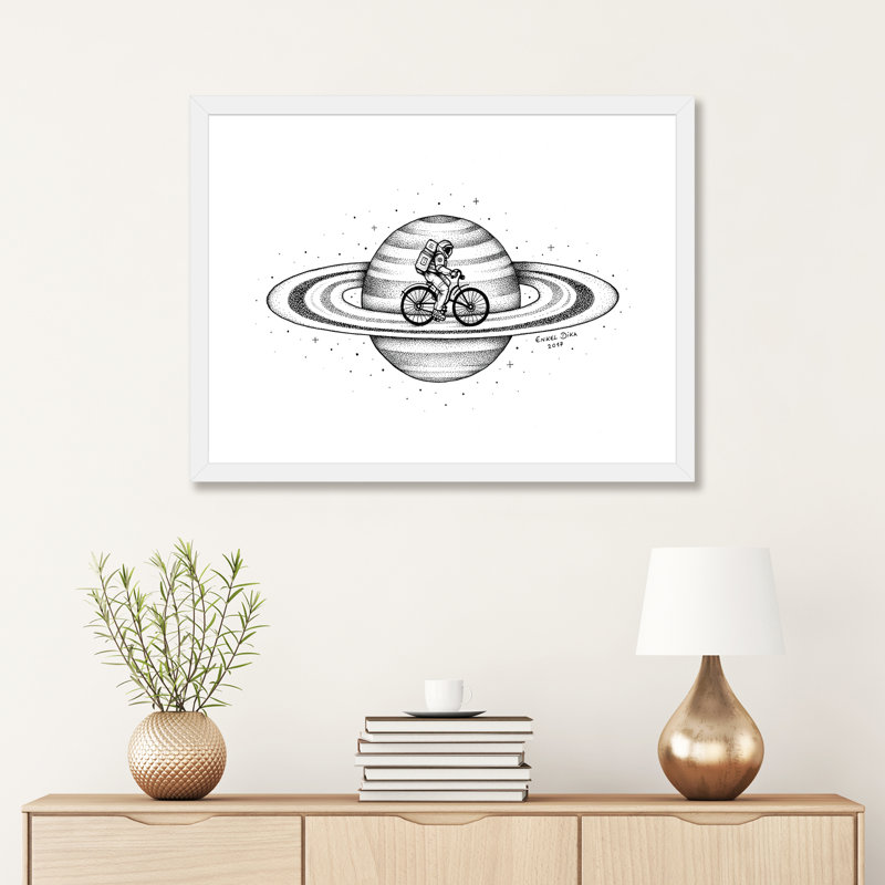 «Space Ride I» par Enkel Dika - impression d'art graphique, Toile blanche encadrée, Blanc, H 24 po x l 32 po x P 1 po