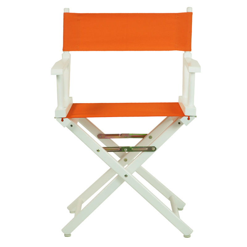 Chaise de réalisateur pliante 18 po, Mandarine, Blanc