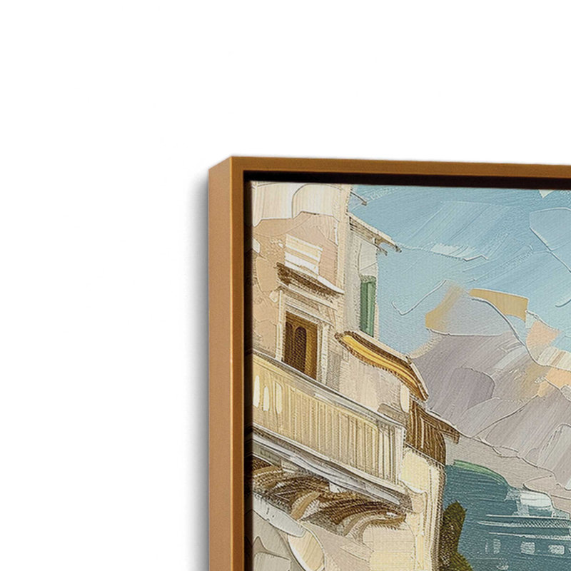 _Positano Azure Retreat, reproduction sur toile, Cadre flottant or poli, H 38 po x l 26 po x P 1,75 po