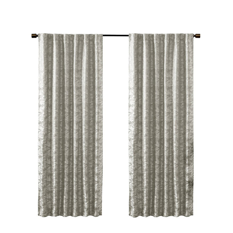 Rideau occultant avec passe-tringle Jacquard, Gris/argent, L 50 po x L 95 po