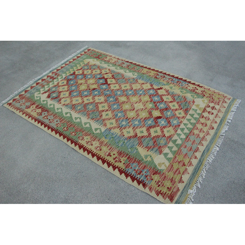 Accent kilim turc rétro arc-en-ciel Oushak entrée tissage à plat Boho designer d'intérieur fait à la main idéal pour le salon