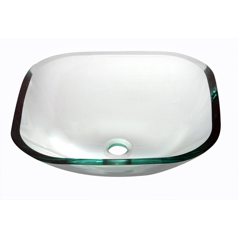 Dawn USA 16.25'' Glass Square Bathroom Sink, Clear