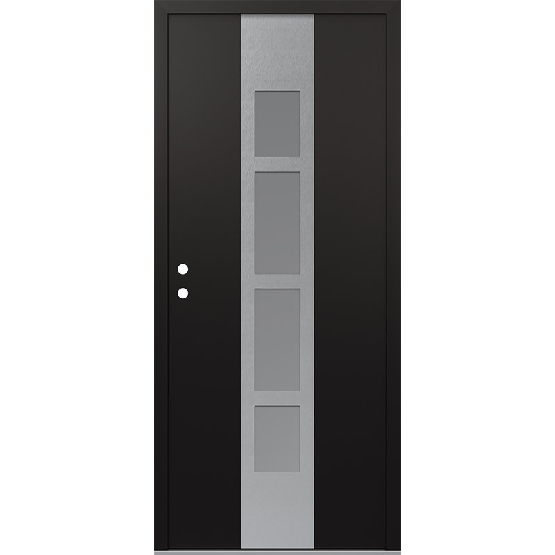 Porte d'entrée pré-suspendue Diamond A10, L 37,44 po x H 81,69 po, Noir / blanc / givré, Droite / vers l'intérieur