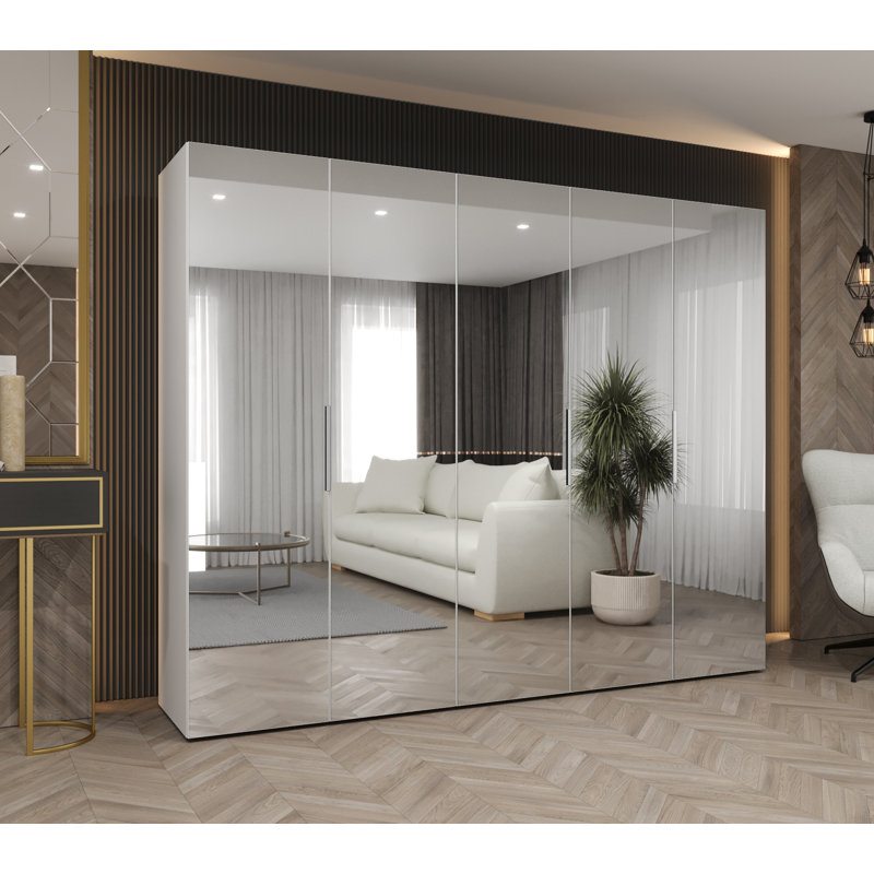 Manufactured Wood Wardrobe, white matt + handles: cashmere