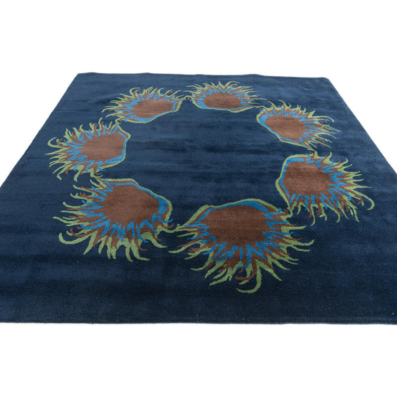 Tapis carré bleu marine Mullan