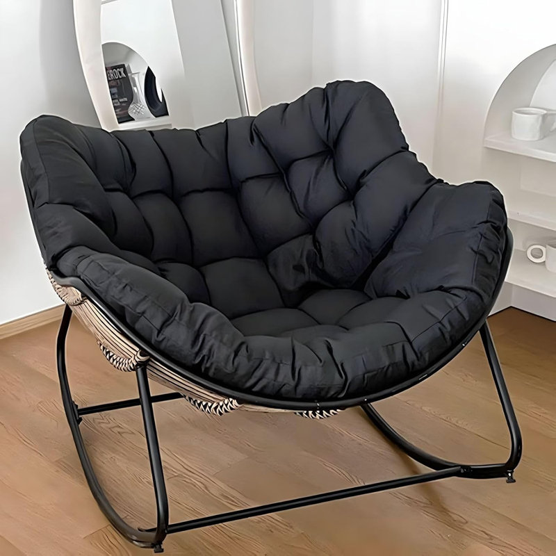 Fleece Fabric；Iron Rocking Chair, Black