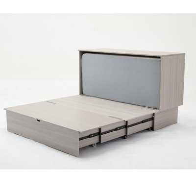 Modern Bed With Storage Drawer, Queen Mattress & Charging Connector, Gray Storage, Folding Foam Mattress, Ports Drawers,
