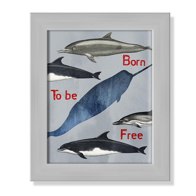 «Born to be free», impression sur papier, H 14 po x l 10 po x P 0,6 po, Encadré plat argent