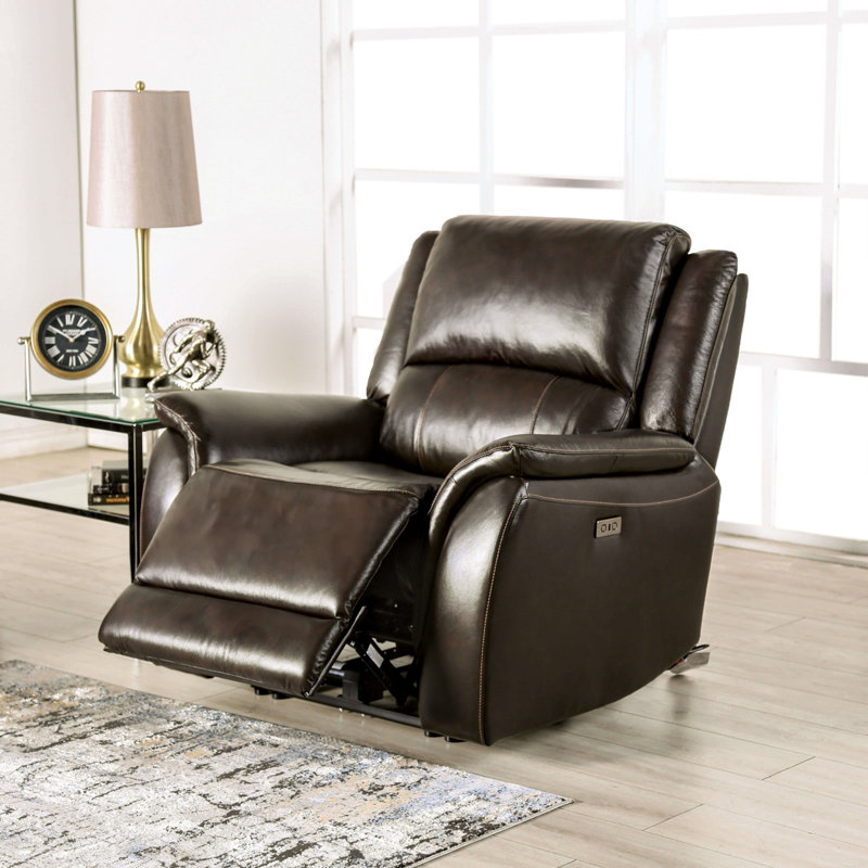 Fauteuil inclinable électrique entièrement rembourré de style transitionnel 1pc, Espresso