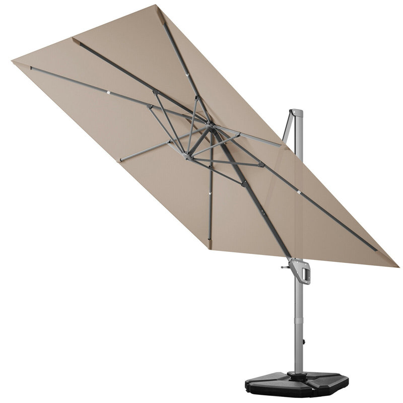 Parasol en porte-à-faux décalé en aluminium pour patio 10 x 10 pi Arlmont & Co., Café