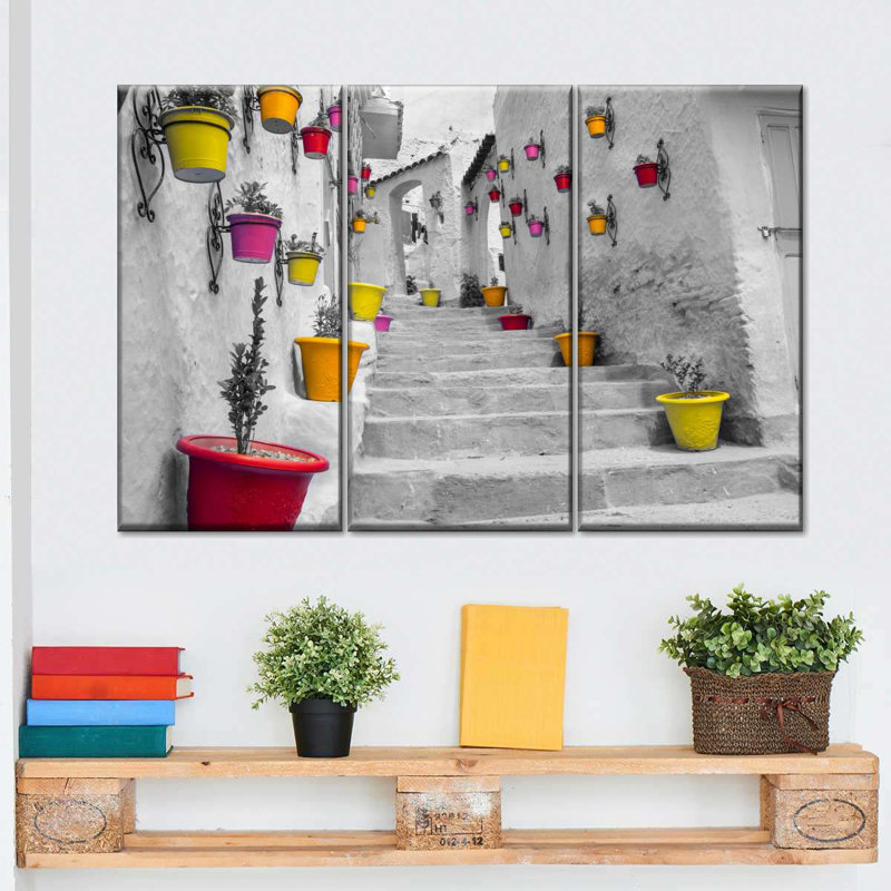 Reproduction d'art sur toile Pop marocaine escalier, H 33 po x l 20 po x P 1,25 po